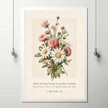 1 Peter 48 Floral Bible Verse Print, Valentine's Day Gift