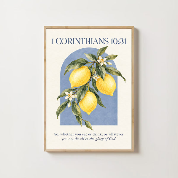 1 corinthians 10 31 lemon botanical poster copy
