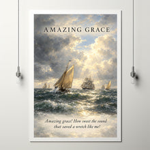 Amazing Grace Hymn, Vintage Christian Art Print (Digital Download)