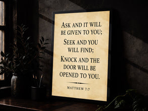 Ask Seek Knock - Matthew 7 7 - Christian Scripture Wall Art