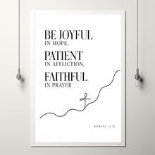 Be Joyful in Hope Patient in Affliction Faithful in Prayer - Romans 12 12 - Poster