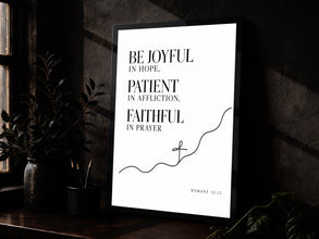 Be Joyful in Hope Patient in Affliction Faithful in Prayer - Romans 12 12 - Poster
