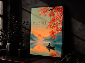 Be Still - Psalm 46 10 - Boat and Lake Christian Wall Art