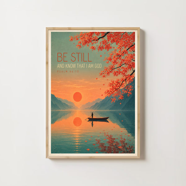 Be Still and Know That I Am God - Psalm 46 10 - Still Lake Christian Poster