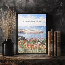Be Still and Know that I am God Christian Wall Art, Vintage Coastal Print