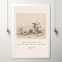 Behold the Lamb of God Print Christian Christmas Wall Art