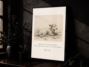 Behold the Lamb of God Print Christian Christmas Wall Art