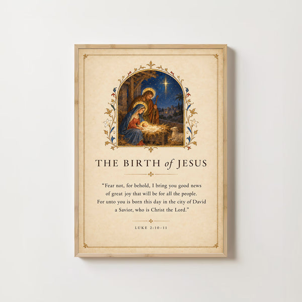 Birth of Jesus Christmas Scripture Art Print (Digital Download)