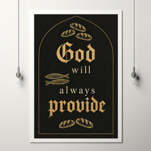 Christian Kitchen Wall Art Print, God Will Always Provide Print, Bible Verse Wall Art, Christian Kitchen Decor