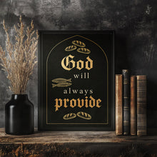 Christian Kitchen Wall Art Print, God Will Always Provide Print, Bible Verse Wall Art, Christian Kitchen Decor