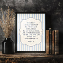 Christian Nursery Decor, Kids Bible Verse Wall Art, Baby Boy Nursery, Joshua 19, Be Strong and Courageous