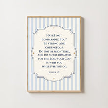 Christian Nursery Decor, Kids Bible Verse Wall Art, Baby Boy Nursery, Joshua 19, Be Strong and Courageous