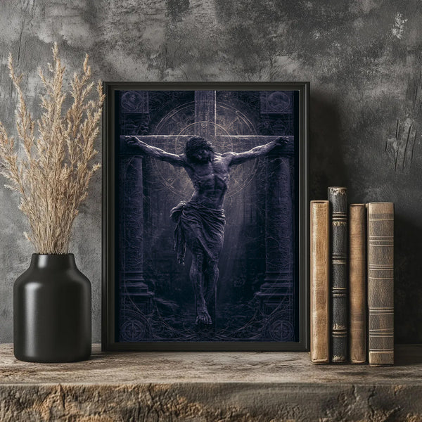 Crucifixion Art Print- Dark Gothic Jesus Christ on Cross 1
