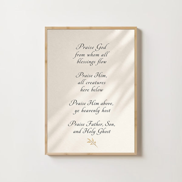 Doxology Hymn Lyrics Print Christian Home Decor