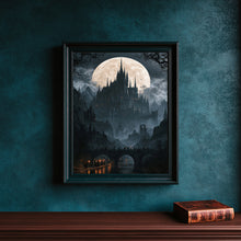 Dracula's Castle Antique Painting Gothic Dark Academia Wall Art