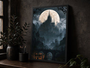 Dracula's Castle Antique Painting Gothic Dark Academia Wall Art