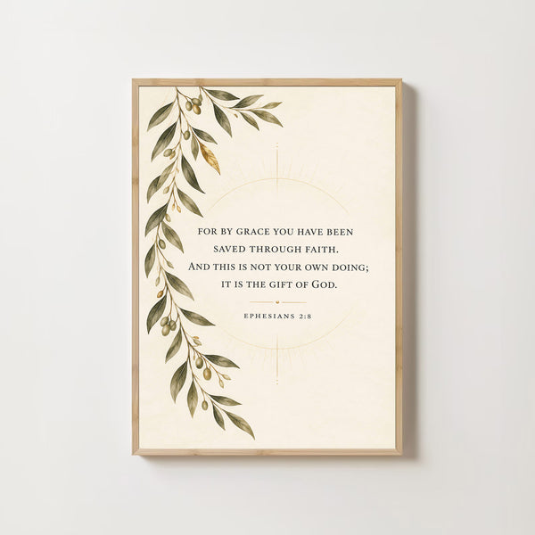 Ephesians 28 Printable Wall Art, Christian Wall Decor, Bible Verse Wall Art, By Grace You-LIE2UU