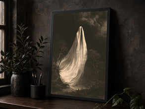 Fading Ghost Wall Art Print Halloween Painting Spooky Haunting Ghost Print Autumn Wall Decor-6ZPAIT