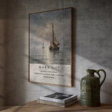 Fishers of Men Print Vintage Sailboat, Coastal Christian Art