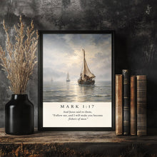 Fishers of Men Print Vintage Sailboat, Coastal Christian Art