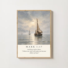 Fishers of Men Print Vintage Sailboat, Coastal Christian Art