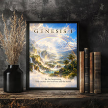 Genesis 1 Vintage Wall Art Christian Bible Verse Print