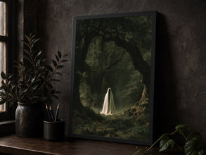 Ghost in the Forest by Moonlight, Vintage Poster, Art Poster Print, Dark Academia, Gothic Victorian