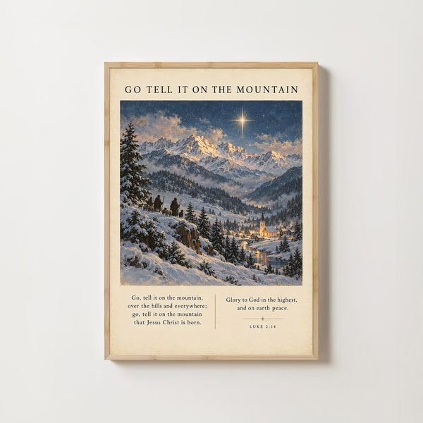 Go Tell It On The Mountain Print Vintage Christmas Hymn