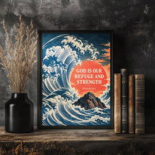 God Is Our Refuge and Strength - Psalm 46 1 - Ocean Wave Bible Poster