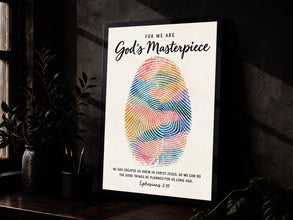 God's Masterpiece Fingerprint Watercolor Print Christian Wall Art