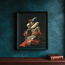 Gothic Skeleton Jester Portrait Renaissance Dark Academia Art Print