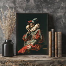Gothic Skeleton Jester Portrait Renaissance Dark Academia Art Print