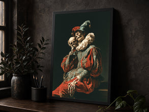 Gothic Skeleton Jester Portrait Renaissance Dark Academia Art Print