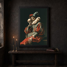 Gothic Skeleton Jester Portrait Renaissance Dark Academia Art Print
