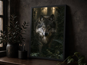 Gothic Wolf Art Print Moody Forest Animal, Dark Academia Decor