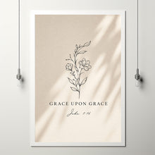 Grace Upon Grace Floral Bible Verse Print