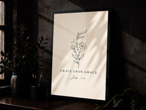 Grace Upon Grace Floral Bible Verse Print