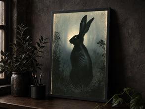 Haunted Forest Rabbit Wall Art Print Gothic and Surreal Dark Academia Art Print Dark Forest P-D3NZLA