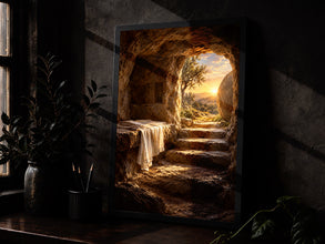 He is Risen Easter Art Empty Tomb Bible Verse Print, Digital Download, Christian Wall Dec-5WDGB9