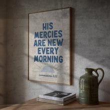 His Mercies Are New Print Coastal Blue Christian Wall Art (Digital Download)