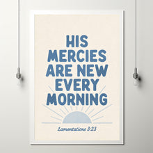 His Mercies Are New Print Coastal Blue Christian Wall Art (Digital Download)