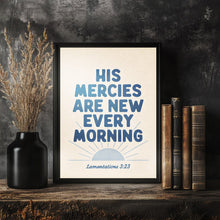 His Mercies Are New Print Coastal Blue Christian Wall Art (Digital Download)
