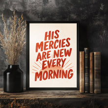 His Mercies Are New Red Typography Print Christian Wall Art (Digital Download)