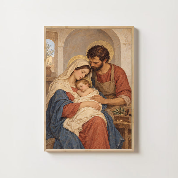 Holy Family Oil Painting Catholic Art Printable Digital Download Religious Home Decor & W-MKP6OJ