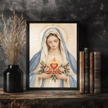 Immaculate Heart of Mary Art Print, Christian Home Decor, Religious Wall Art, Digital Dow-FIHQR5
