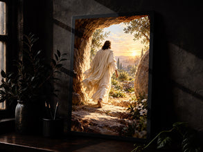 Jesus Christ Resurrected Painting Easter Christian Wall Art, Empty tomb, He is risen, Pri-KMYSV3