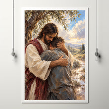 Jesus Hugging Boy Art Print, Christian LDS Wall Decor, Bible Painting, Jesus with Childre-IMZ89F