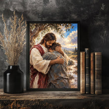 Jesus Hugging Boy Art Print, Christian LDS Wall Decor, Bible Painting, Jesus with Childre-IMZ89F