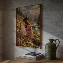 Jesus Hugging Girl Art Print, Christian Wall Art, Savior's Love Digital Download, Bible D-BQ49QM