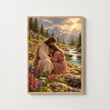 Jesus Hugging Girl Art Print, Christian Wall Art, Savior's Love Digital Download, Bible D-BQ49QM